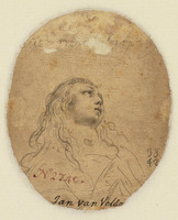N 051 verso
<br/>
Maria Magdalena, opziend (fragment)
<br/>
<em>Goltzius, Hendrick (1558-1617)</em>